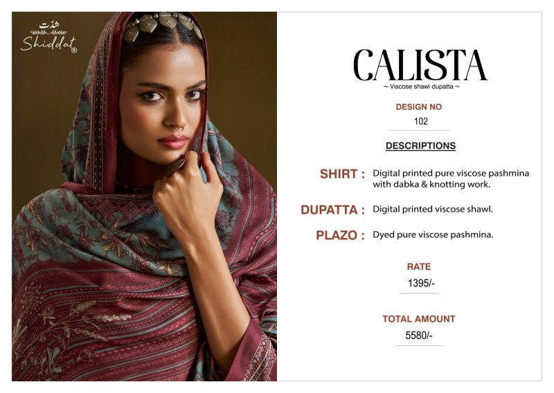 Calista 102 By Shiddat Viscose Pashmina Dress Material